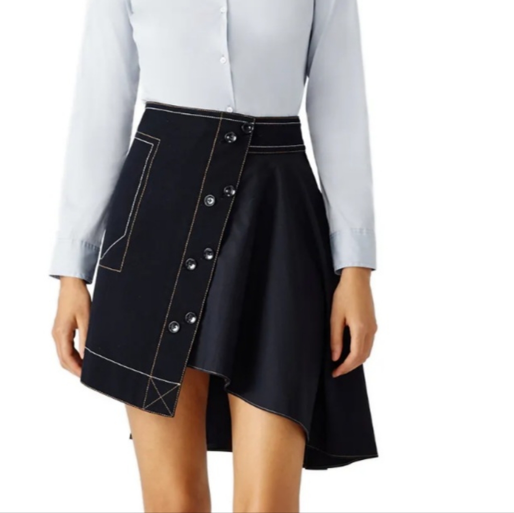 Derek Lam 10 Asymmetrical Navy Women's Skirt Size 8
